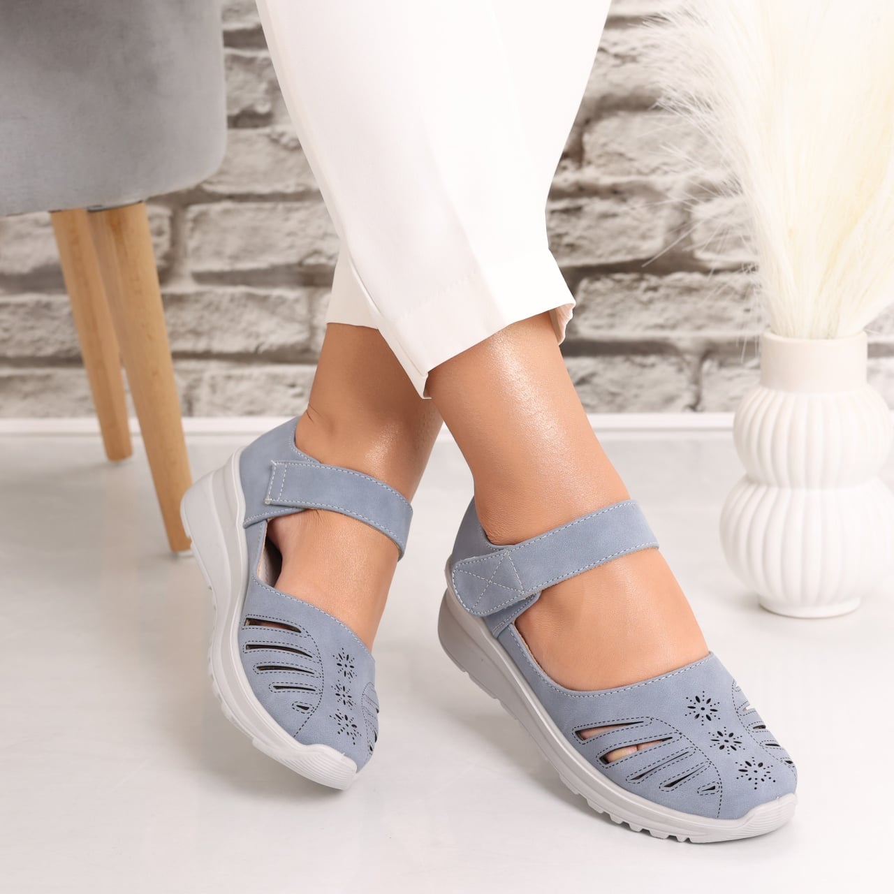 Pantofi dama casual Albastri din Piele Ecologica Rawda - poza 2