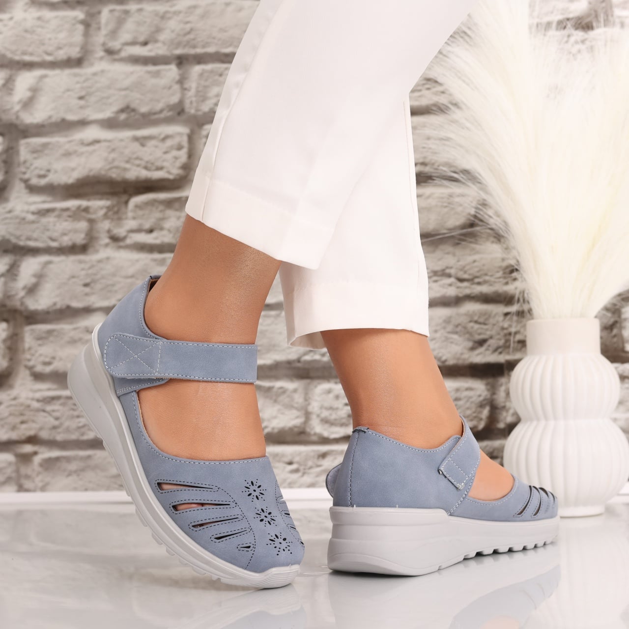 Pantofi dama casual Albastri din Piele Ecologica Rawda - poza 3