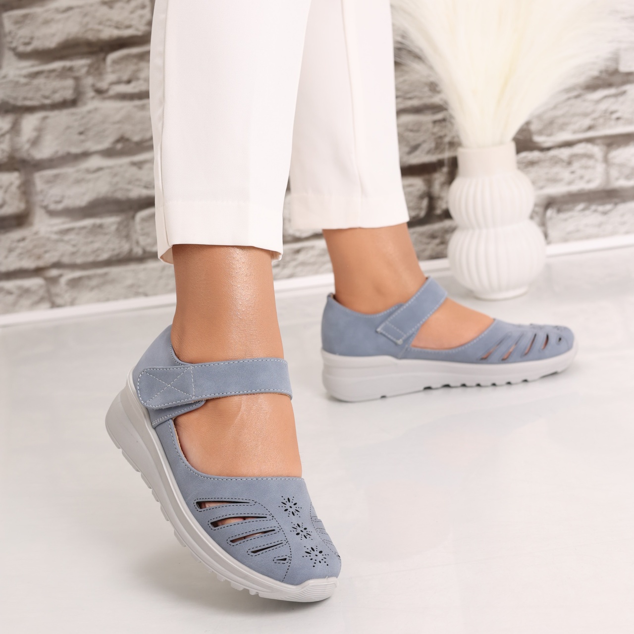 Pantofi dama casual Albastri din Piele Ecologica Rawda - poza 4