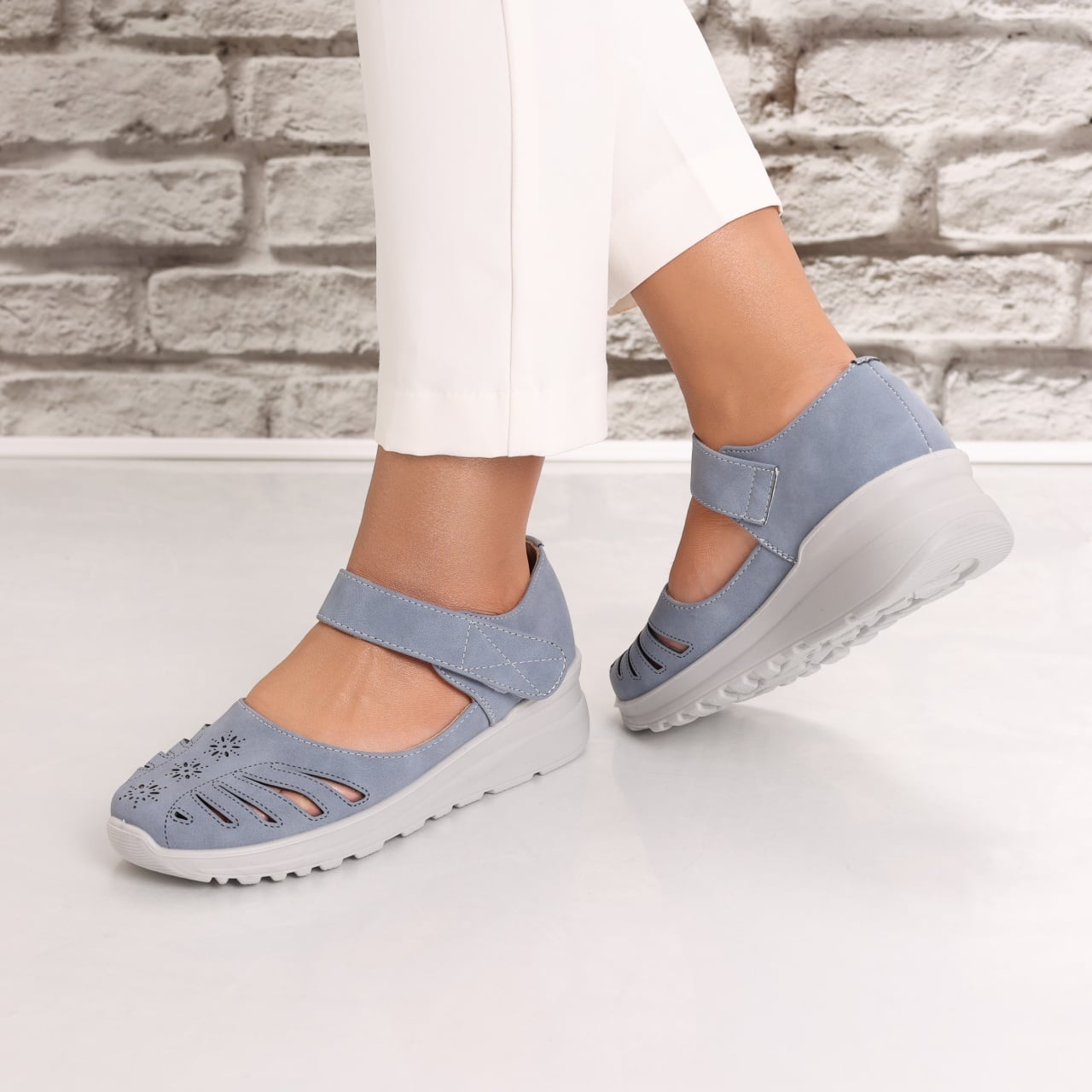 Pantofi dama casual Albastri din Piele Ecologica Rawda - poza 5
