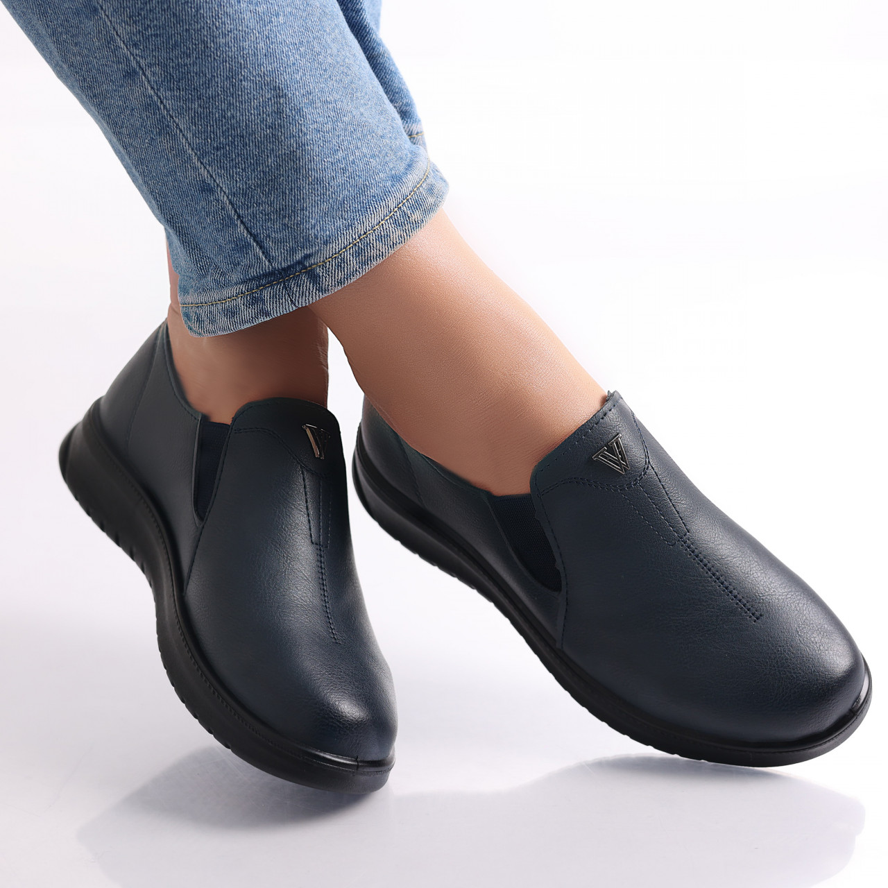 Pantofi dama casual Albastri din piele ecologica roy - poza 2