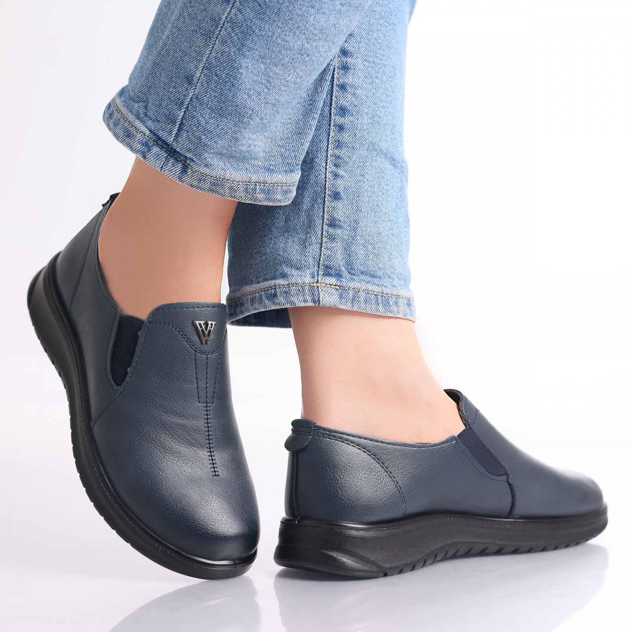 Pantofi dama casual Albastri din piele ecologica roy - poza 3