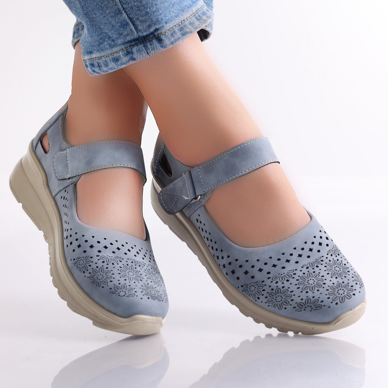 Pantofi dama casual Albastri din Piele Ecologica Tiga - poza 1