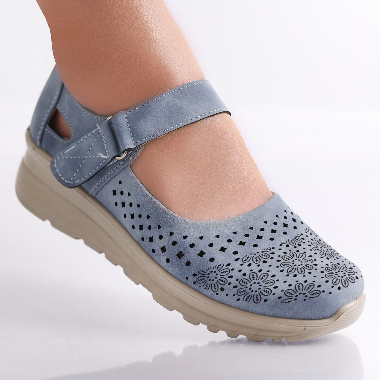 Pantofi dama casual Albastri din Piele Ecologica Tiga - poza 2
