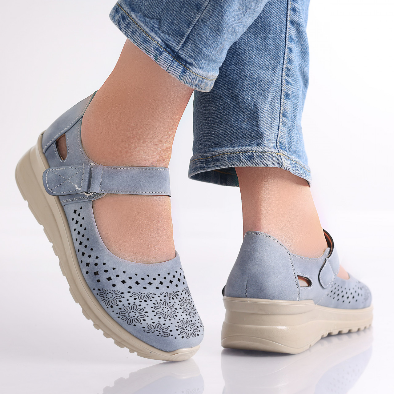 Pantofi dama casual Albastri din Piele Ecologica Tiga - poza 3