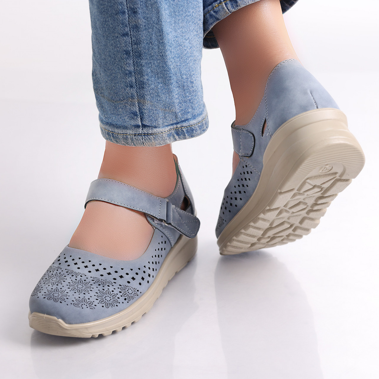 Pantofi dama casual Albastri din Piele Ecologica Tiga - poza 4