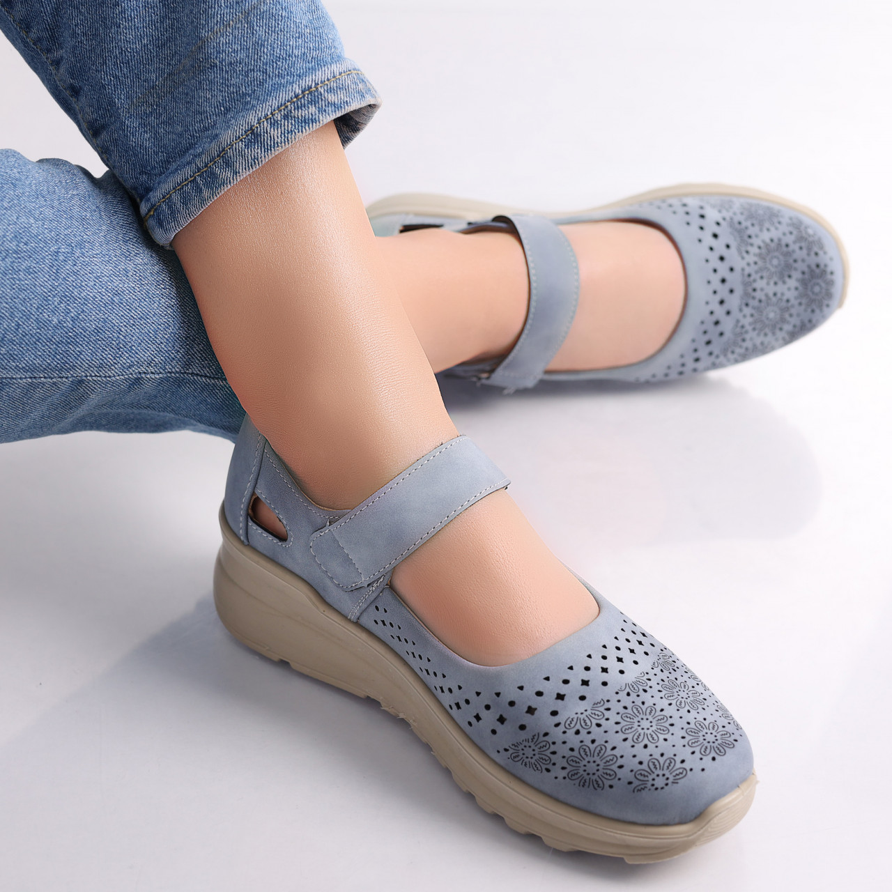 Pantofi dama casual Albastri din Piele Ecologica Tiga - poza 5