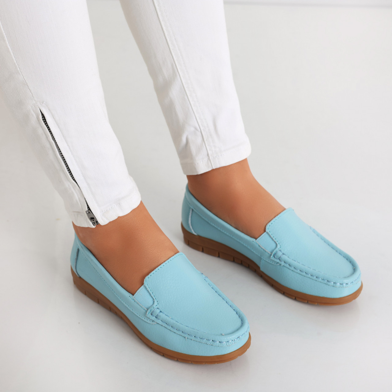 Pantofi dama casual Albastri din Piele Naturala Comoi - poza 2