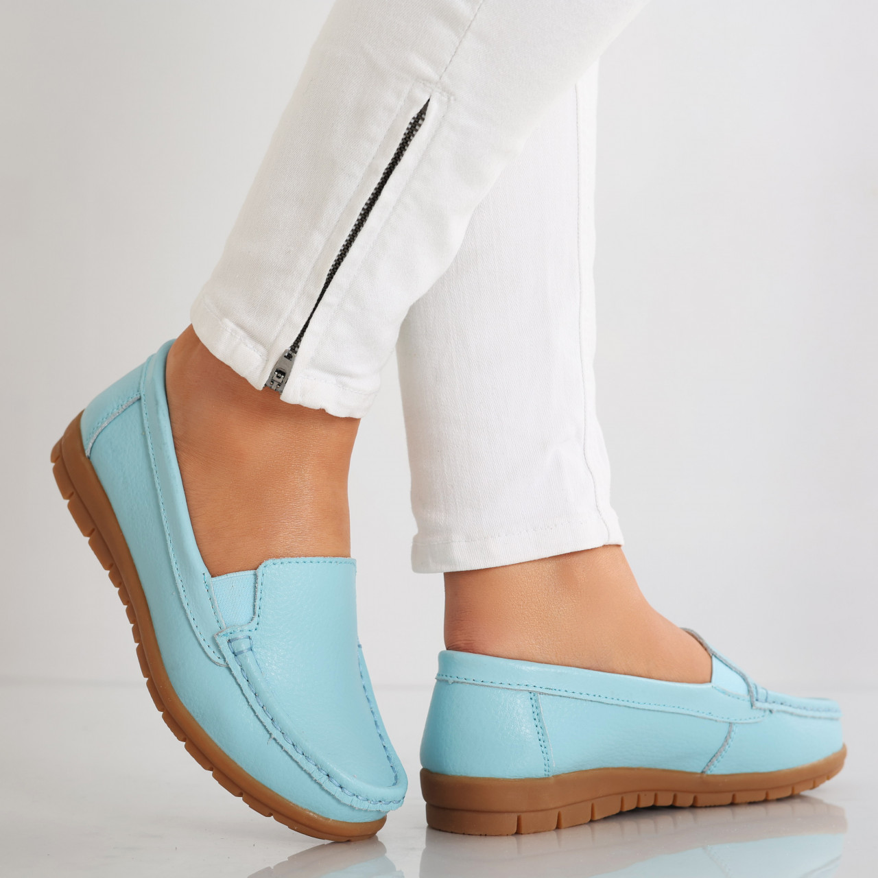 Pantofi dama casual Albastri din Piele Naturala Comoi - poza 4