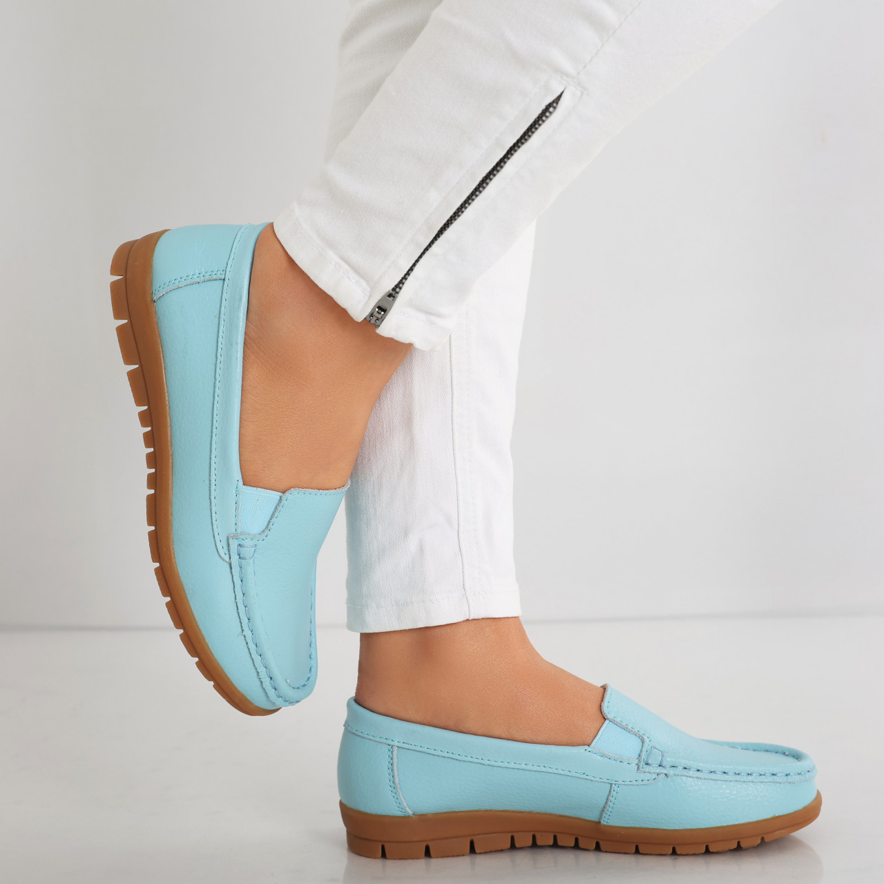 Pantofi dama casual Albastri din Piele Naturala Comoi - poza 5