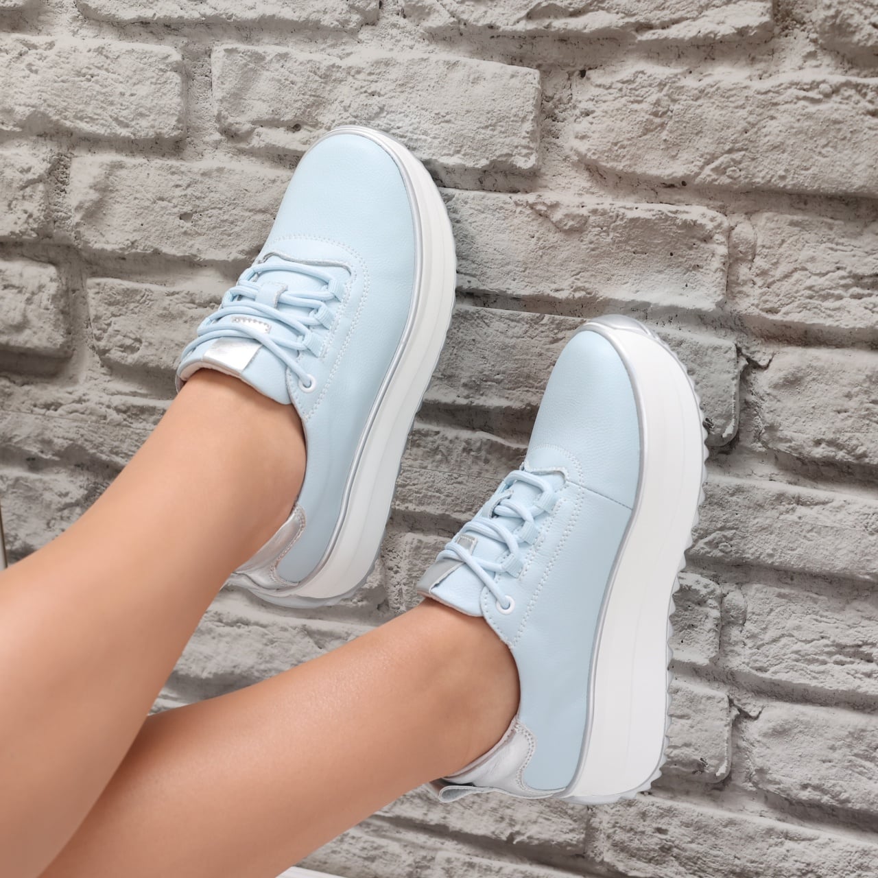 Pantofi dama casual Albastri din Piele Naturala Namia - poza 2
