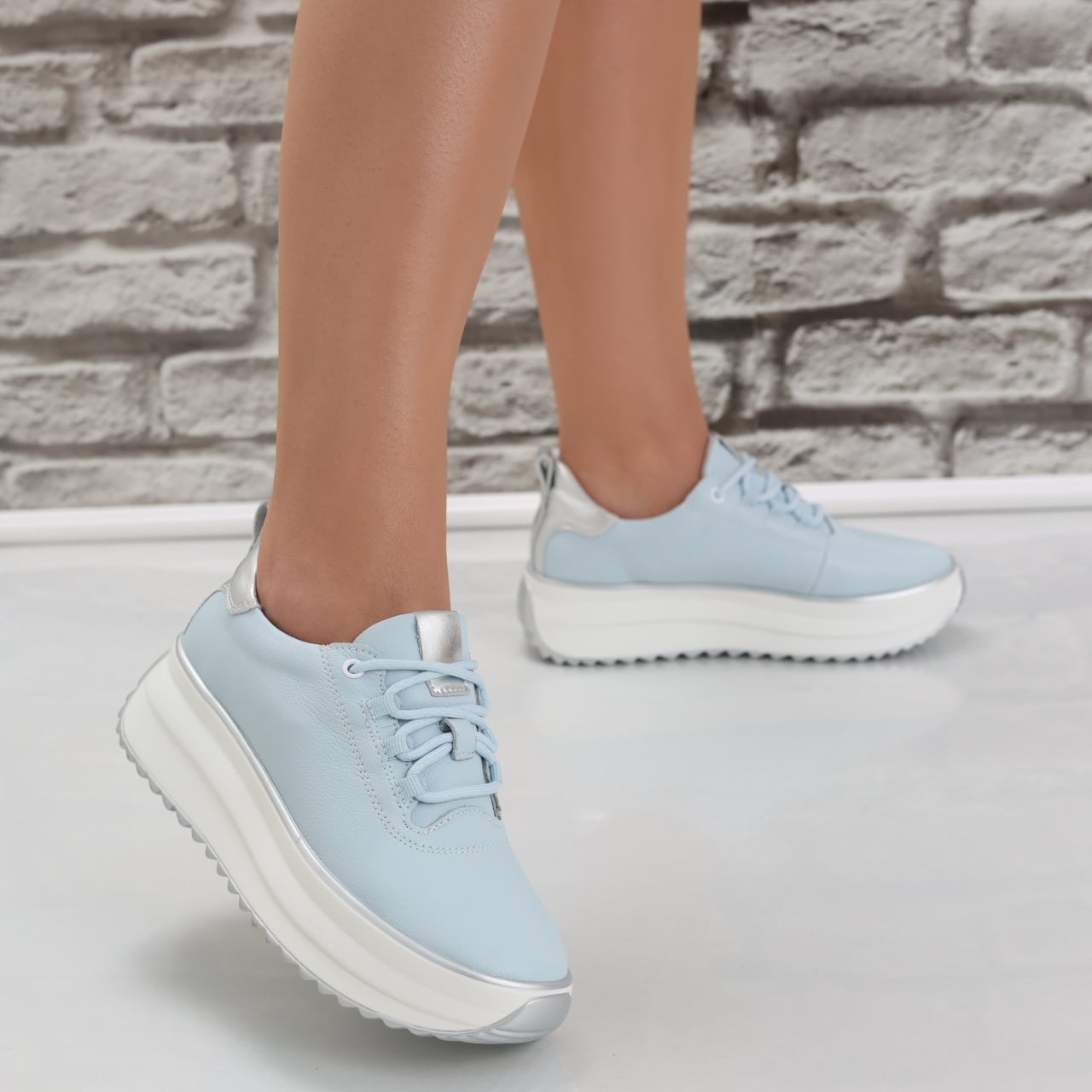 Pantofi dama casual Albastri din Piele Naturala Namia - poza 4