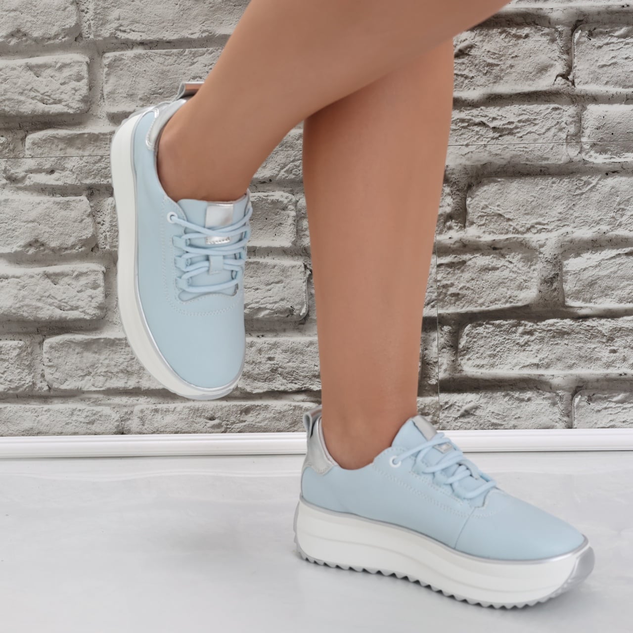 Pantofi dama casual Albastri din Piele Naturala Namia - poza 5