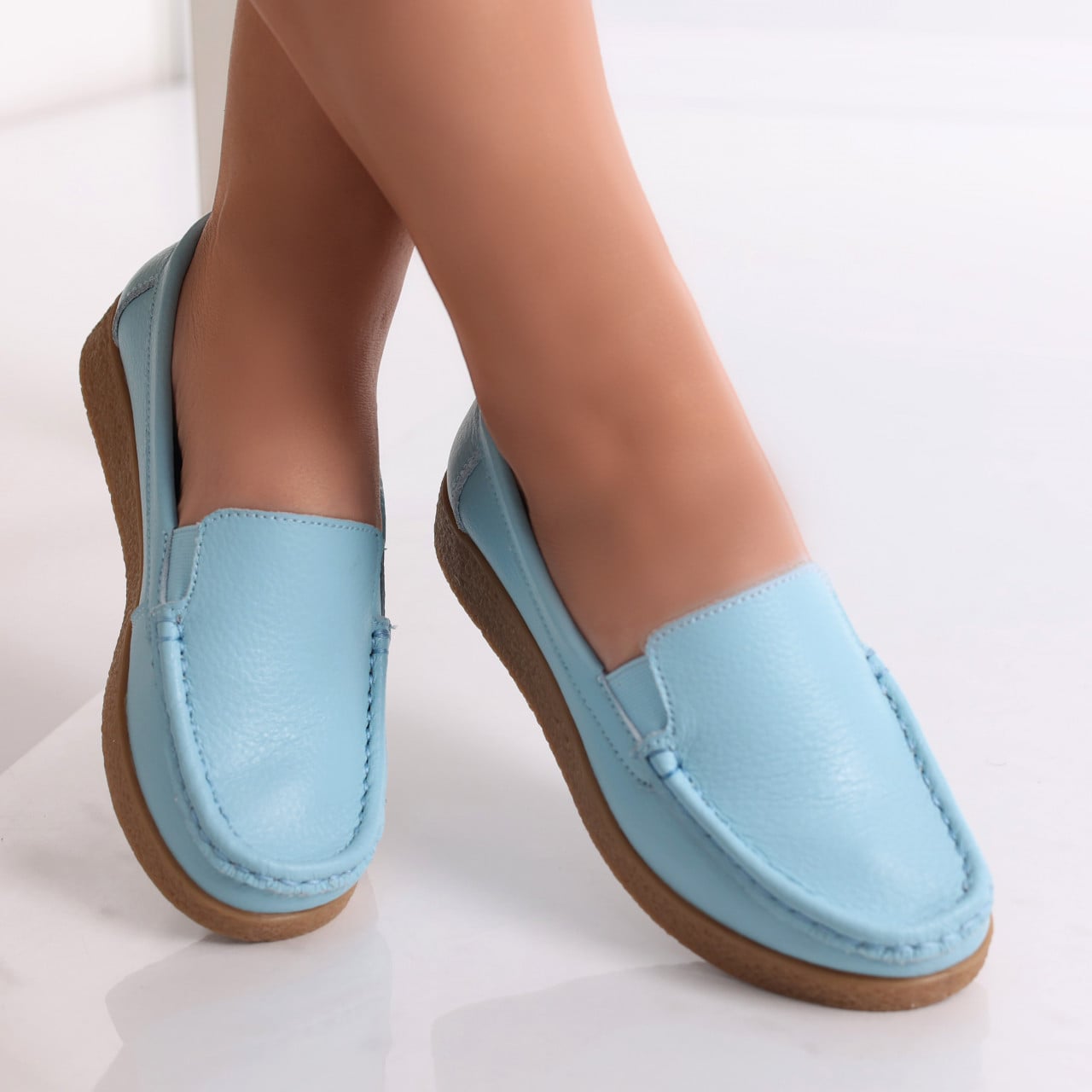 Pantofi dama casual Albastri Piele Naturala Danina - poza 1
