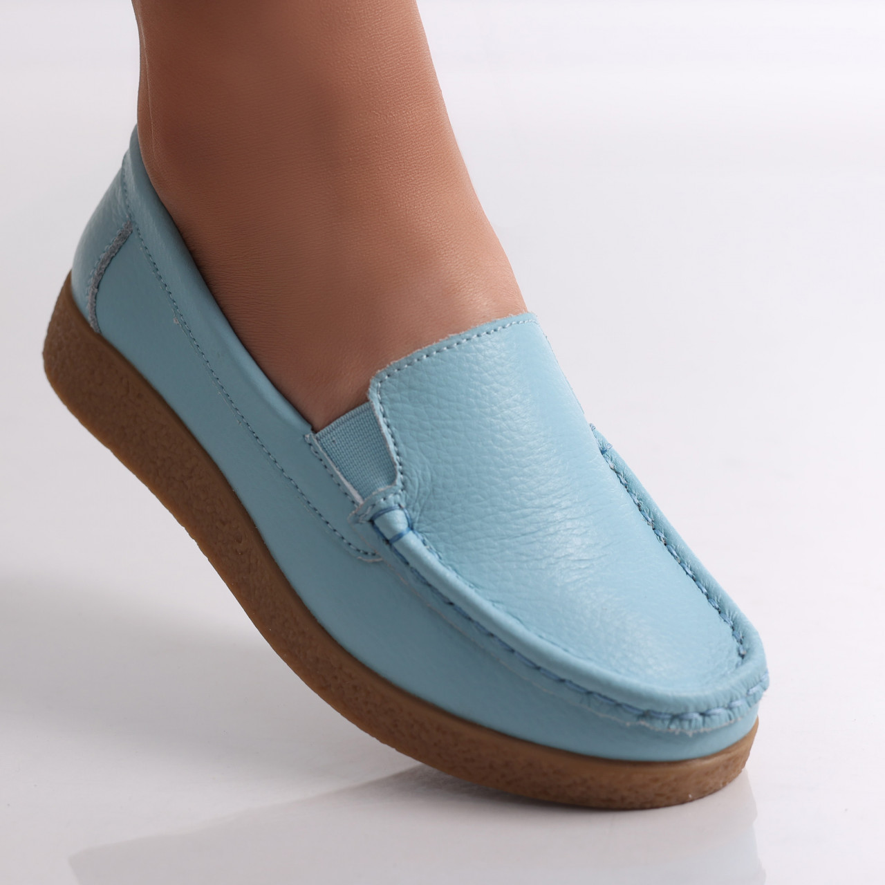 Pantofi dama casual Albastri Piele Naturala Danina - poza 2