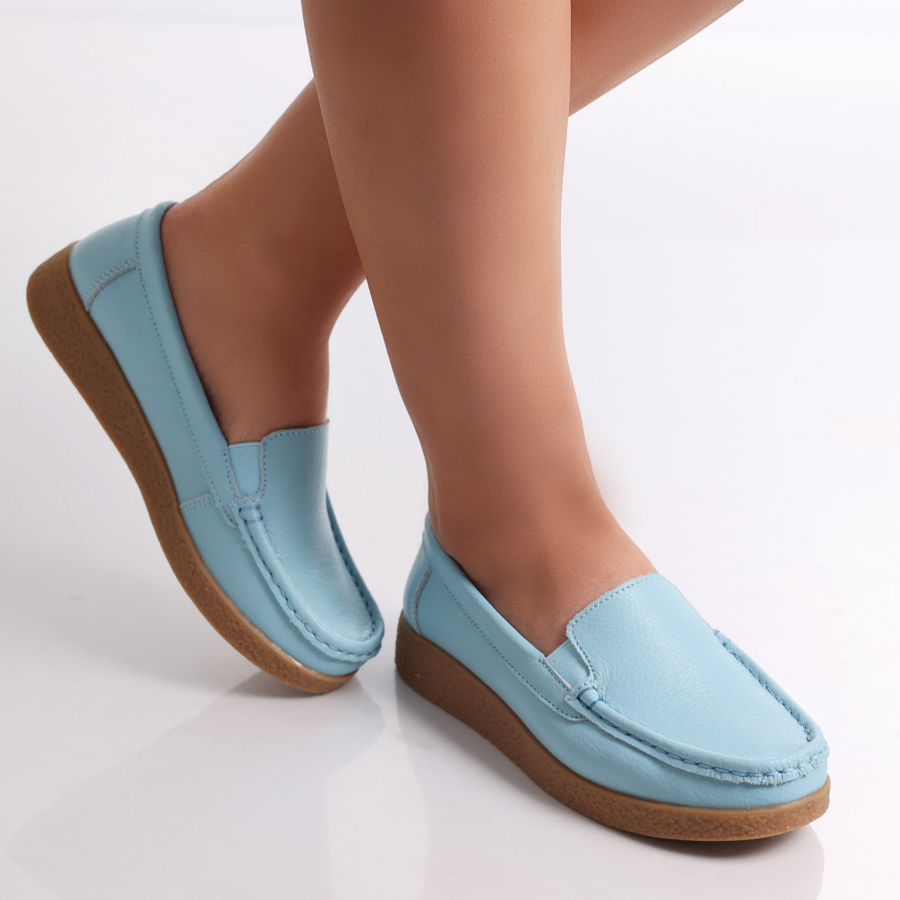 Pantofi dama casual Albastri Piele Naturala Danina - poza 3