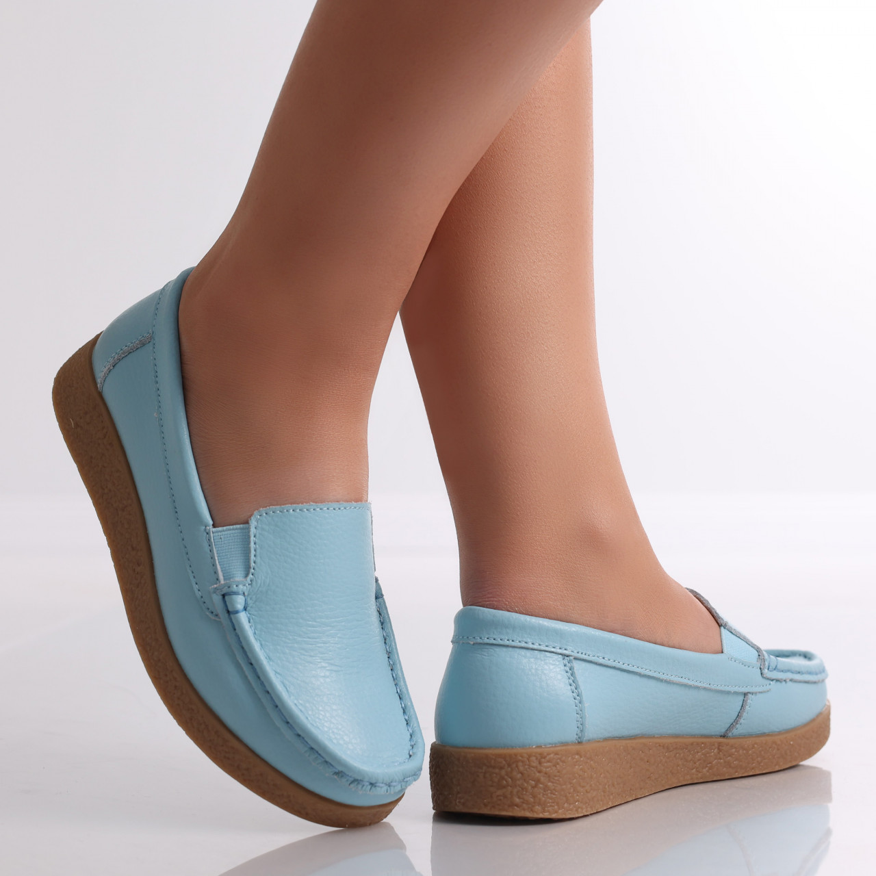 Pantofi dama casual Albastri Piele Naturala Danina - poza 4