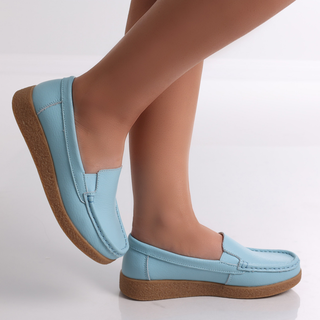 Pantofi dama casual Albastri Piele Naturala Danina - poza 5