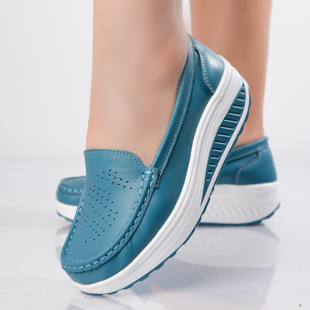 Pantofi dama casual Albastri piele naturala nancy