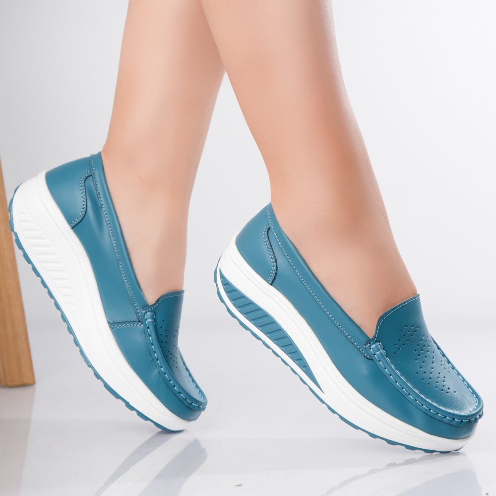 Pantofi dama casual Albastri piele naturala nancy - poza 2