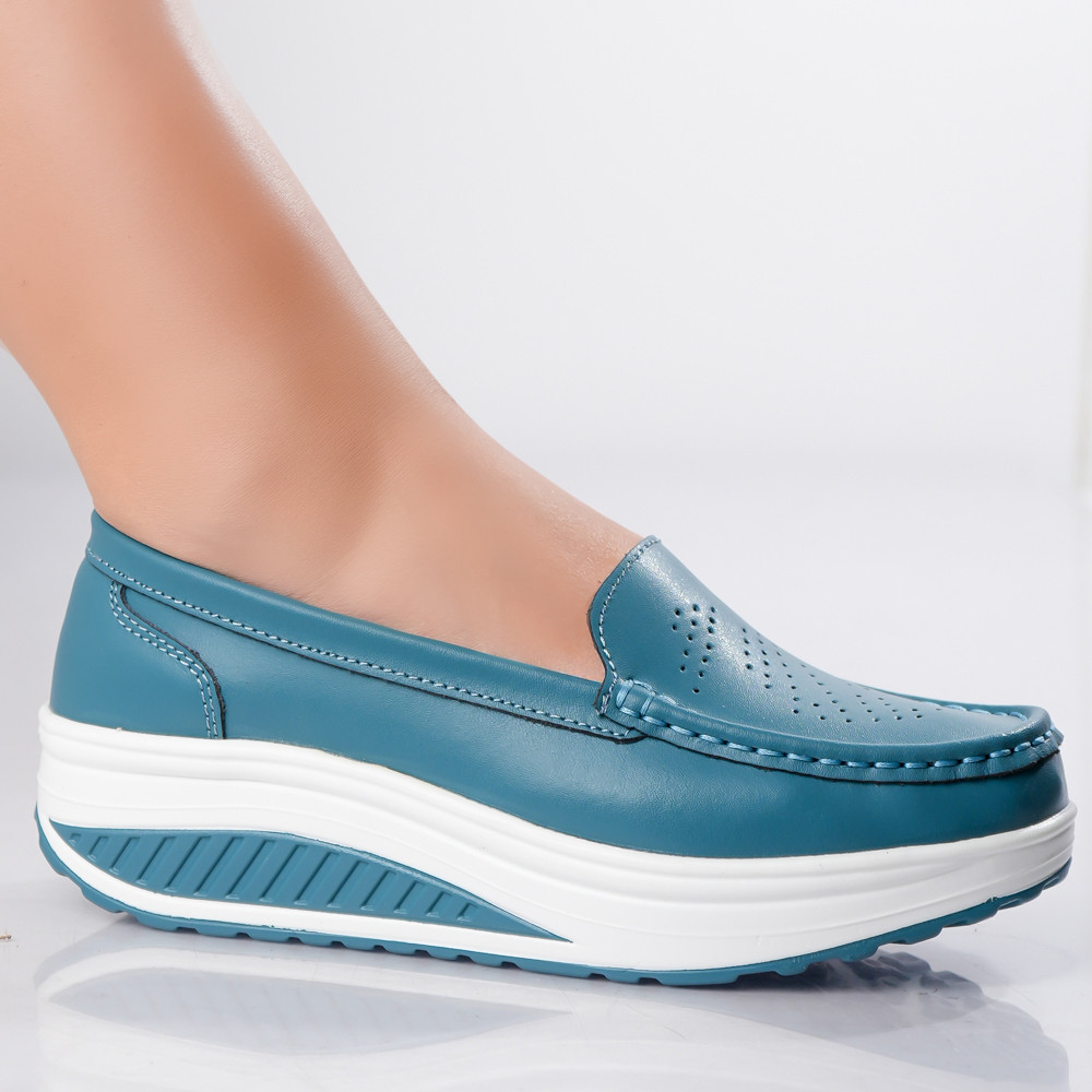 Pantofi dama casual Albastri piele naturala nancy - poza 3