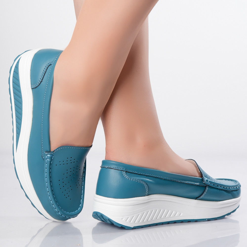 Pantofi dama casual Albastri piele naturala nancy - poza 4