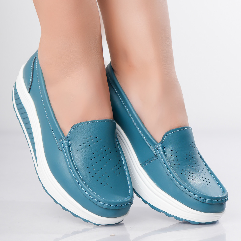 Pantofi dama casual Albastri piele naturala nancy - poza 5