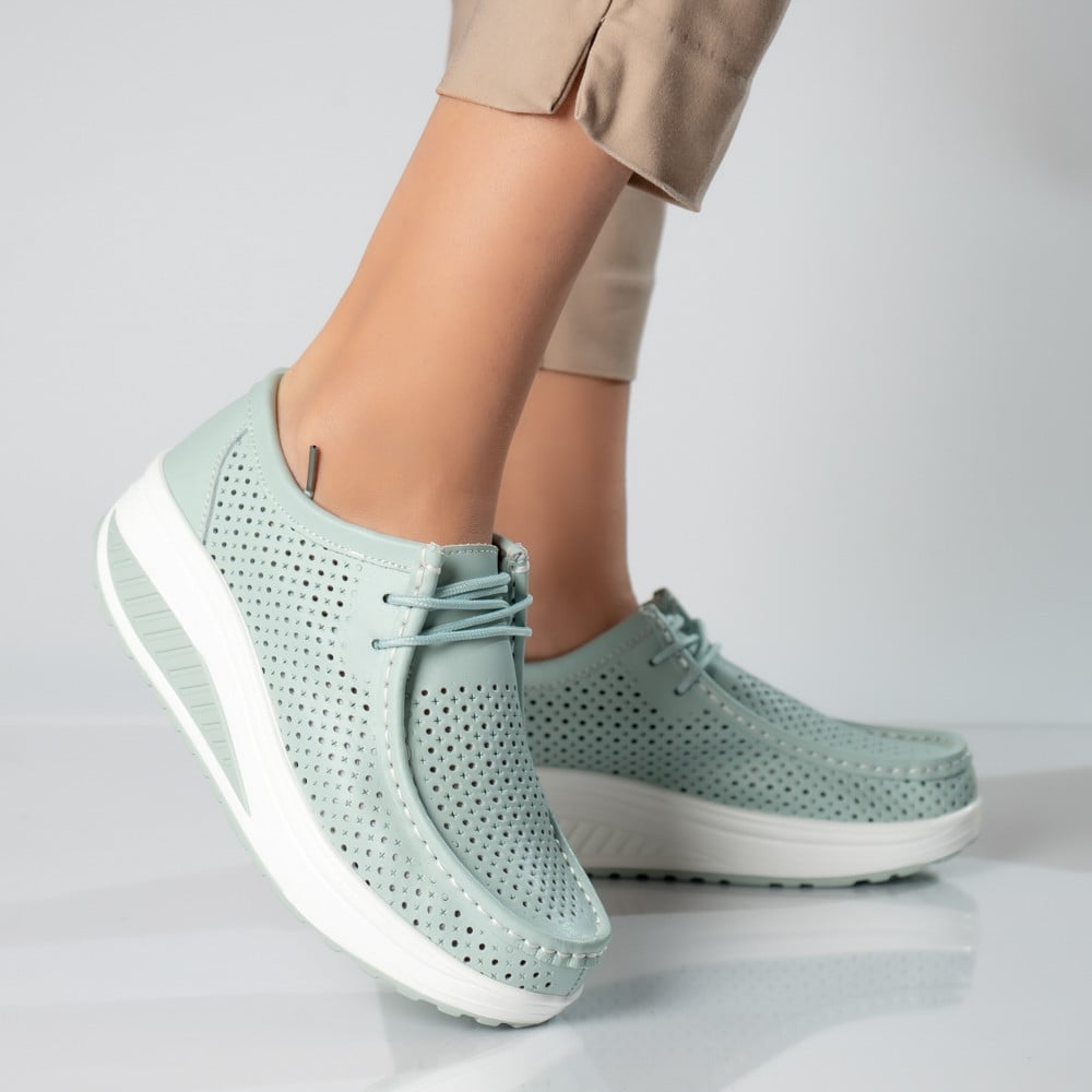 Pantofi dama casual albastri piele naturala samra - poza 1