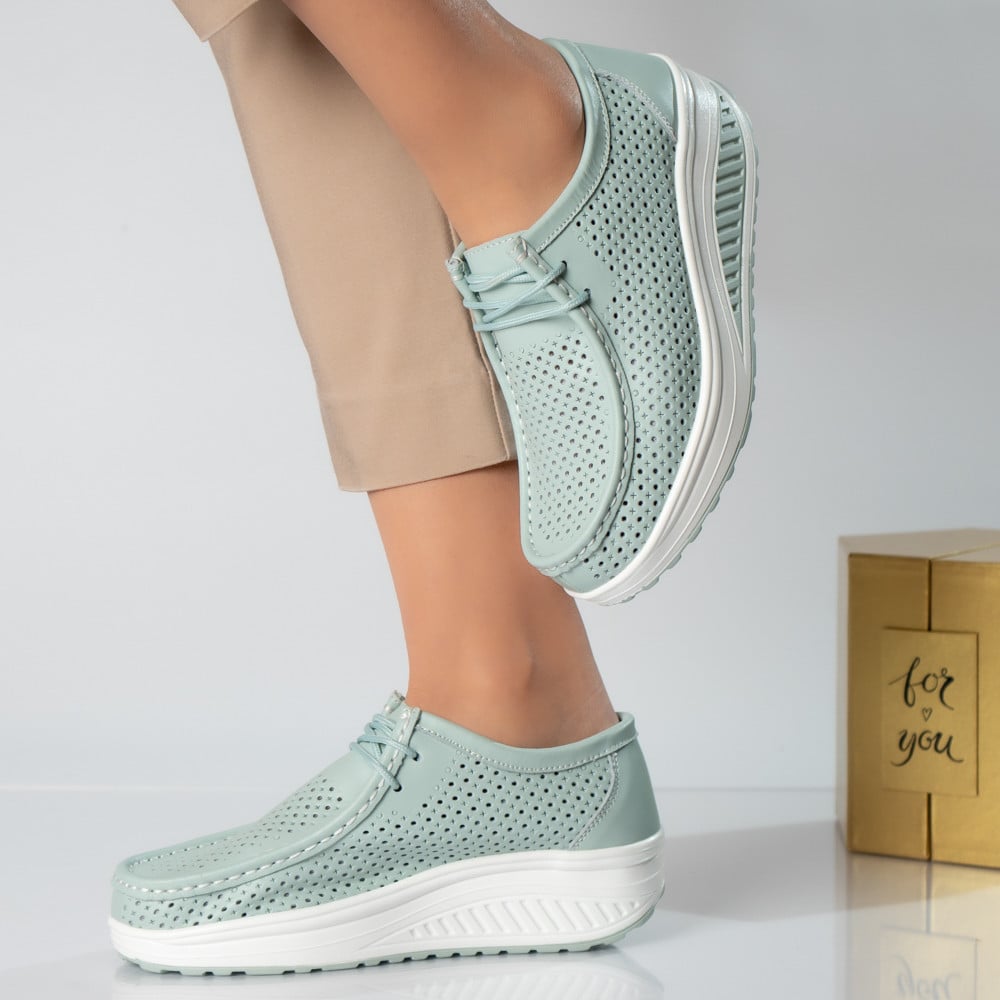 Pantofi dama casual albastri piele naturala samra - poza 3