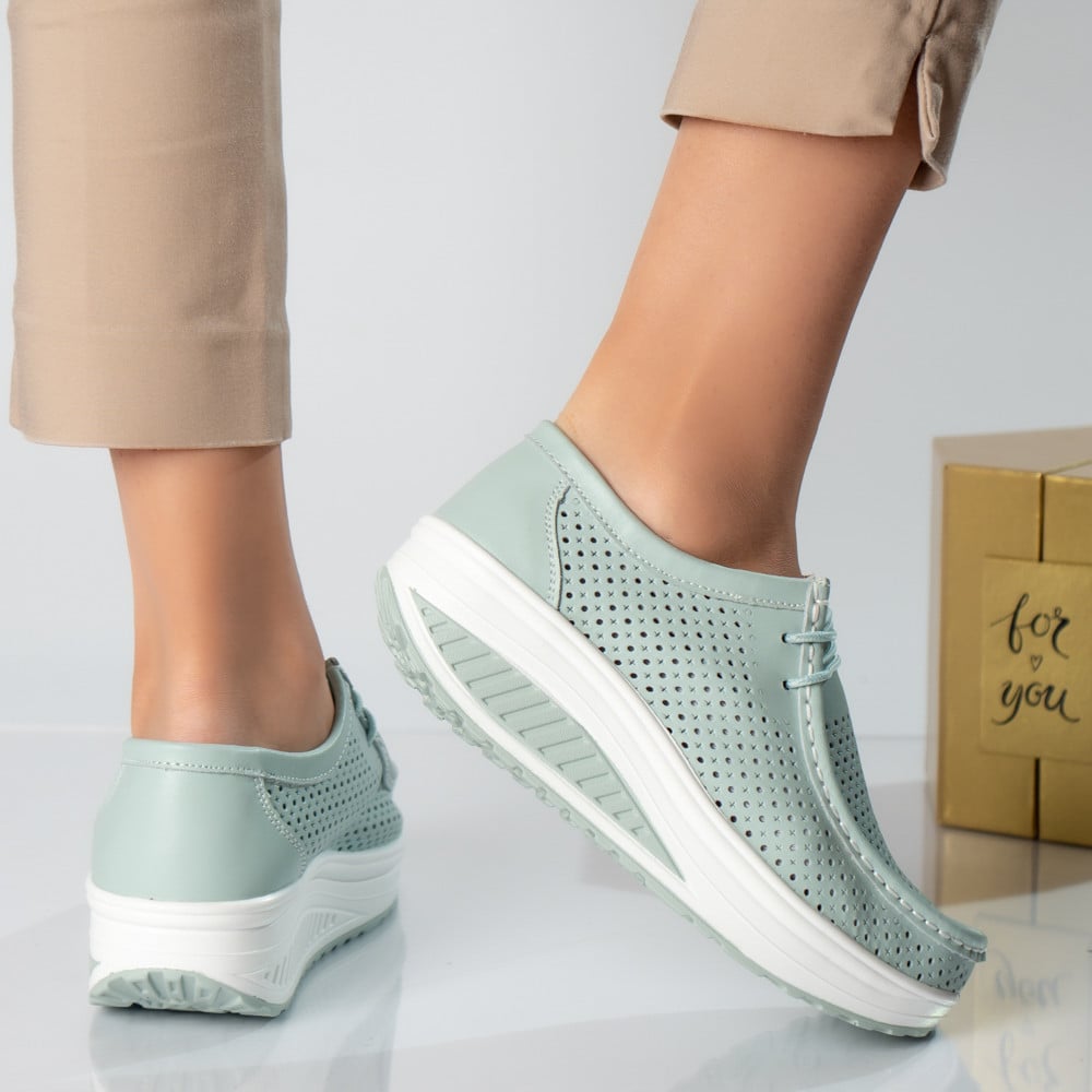 Pantofi dama casual albastri piele naturala samra - poza 4