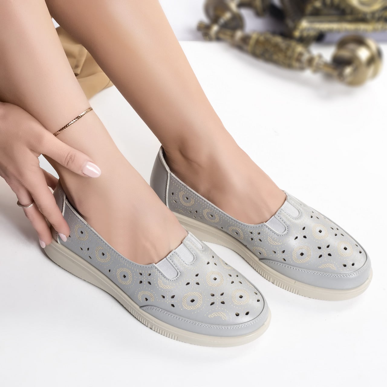 Pantofi dama casual albastru piele ecologica liko - poza 1