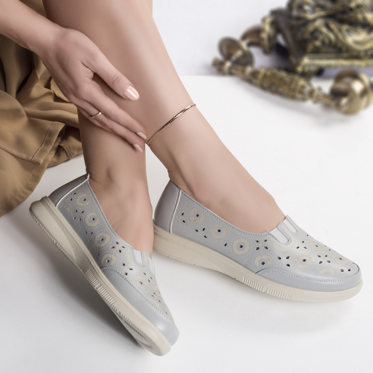 Pantofi dama casual albastru piele ecologica liko - poza 3
