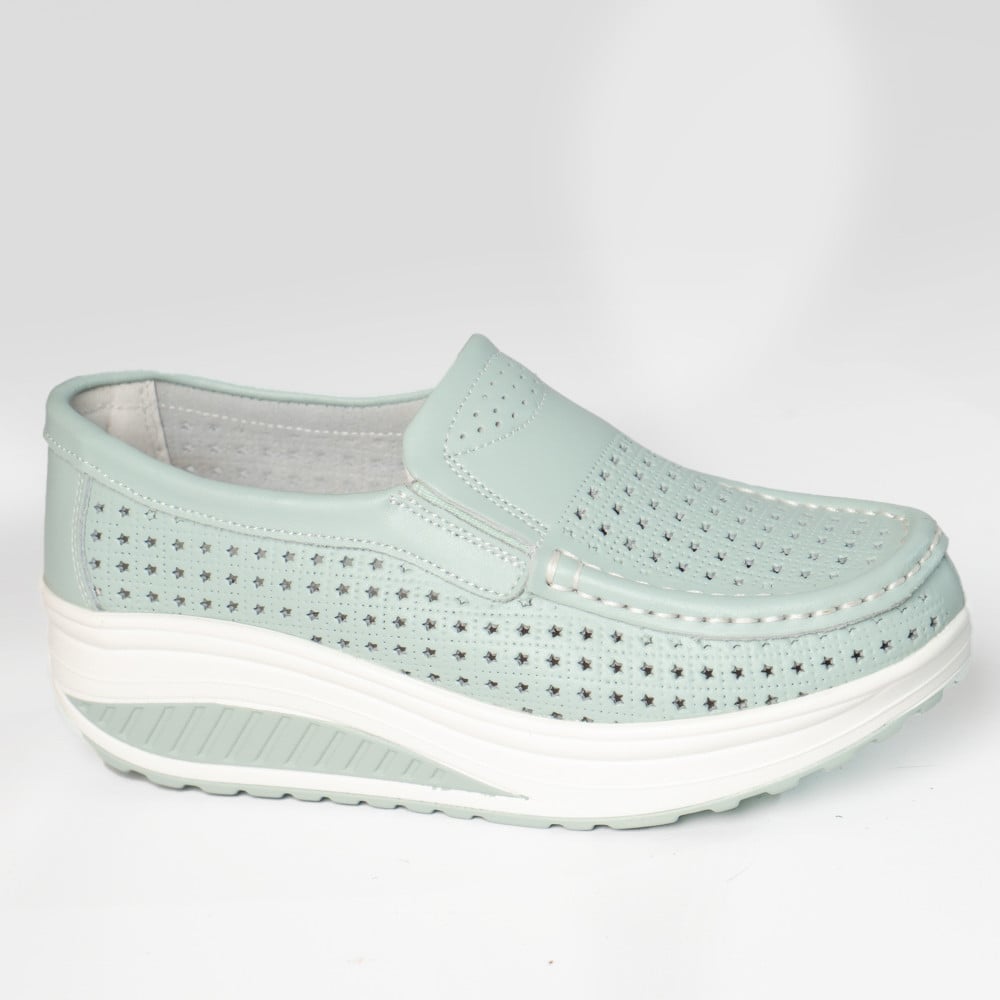 Pantofi dama casual albastru piele naturala flori - poza 4