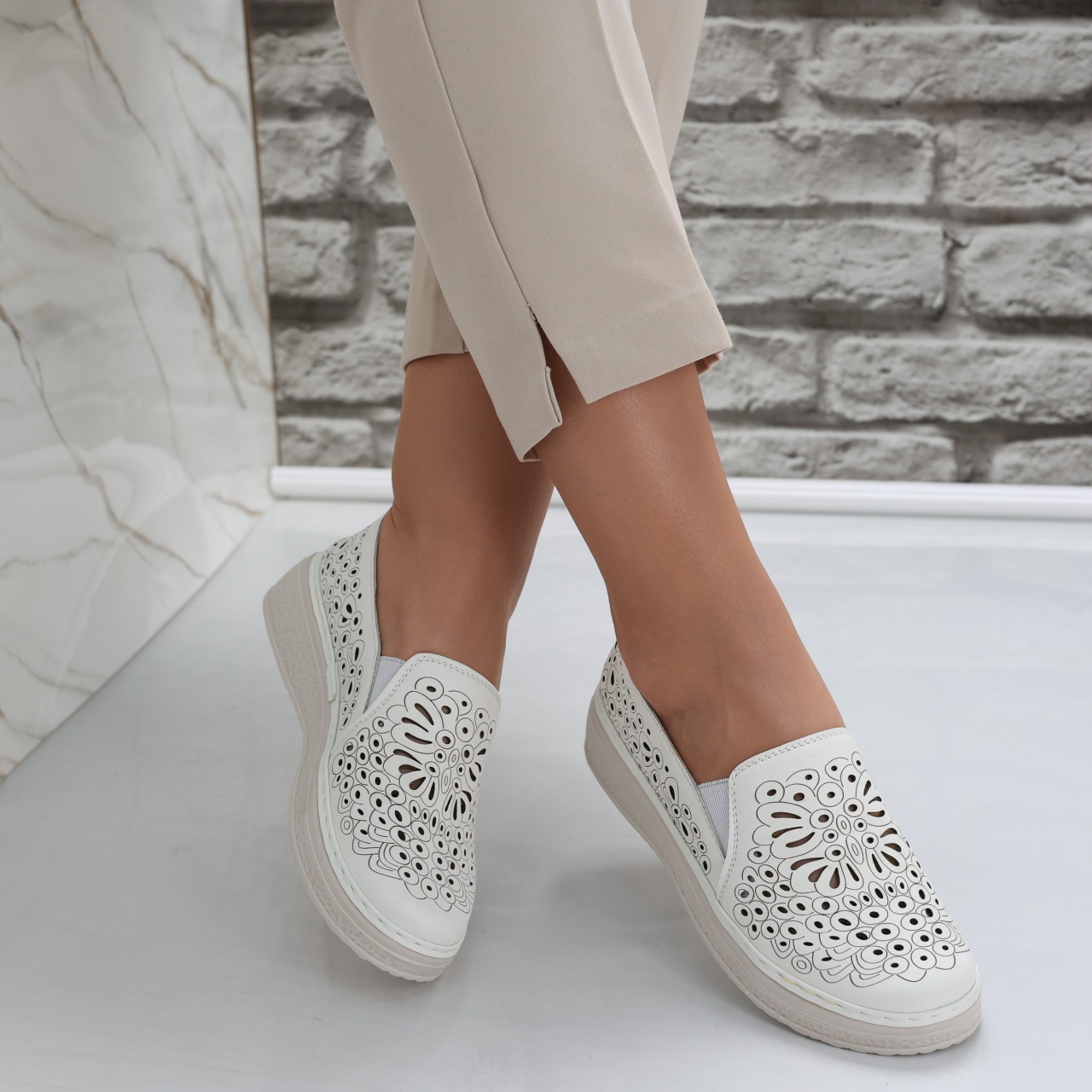 Pantofi dama casual Albi din Piele Ecologica Acona - poza 4