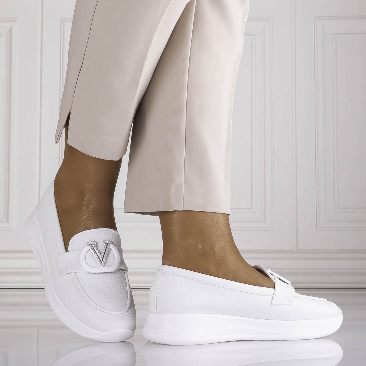 Pantofi dama Casual Albi din Piele Ecologica Nelisia - poza 3