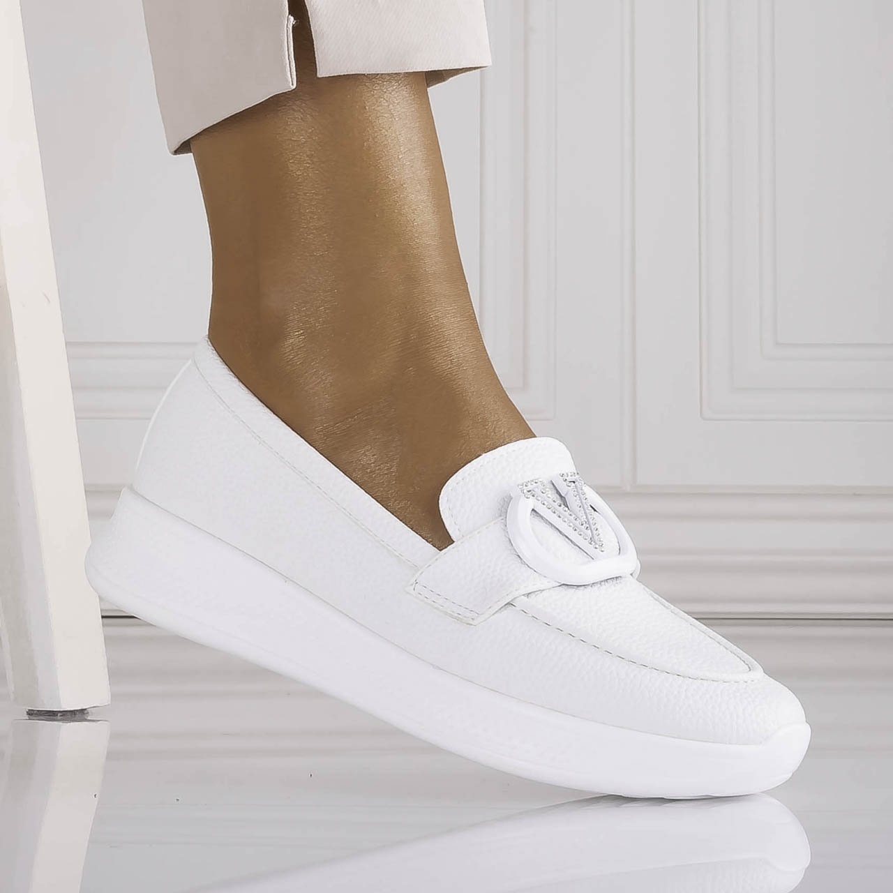 Pantofi dama Casual Albi din Piele Ecologica Nelisia - poza 4