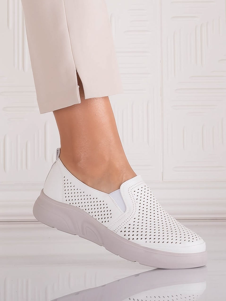 Pantofi dama Casual Albi din Piele Ecologica Nilasa - poza 1