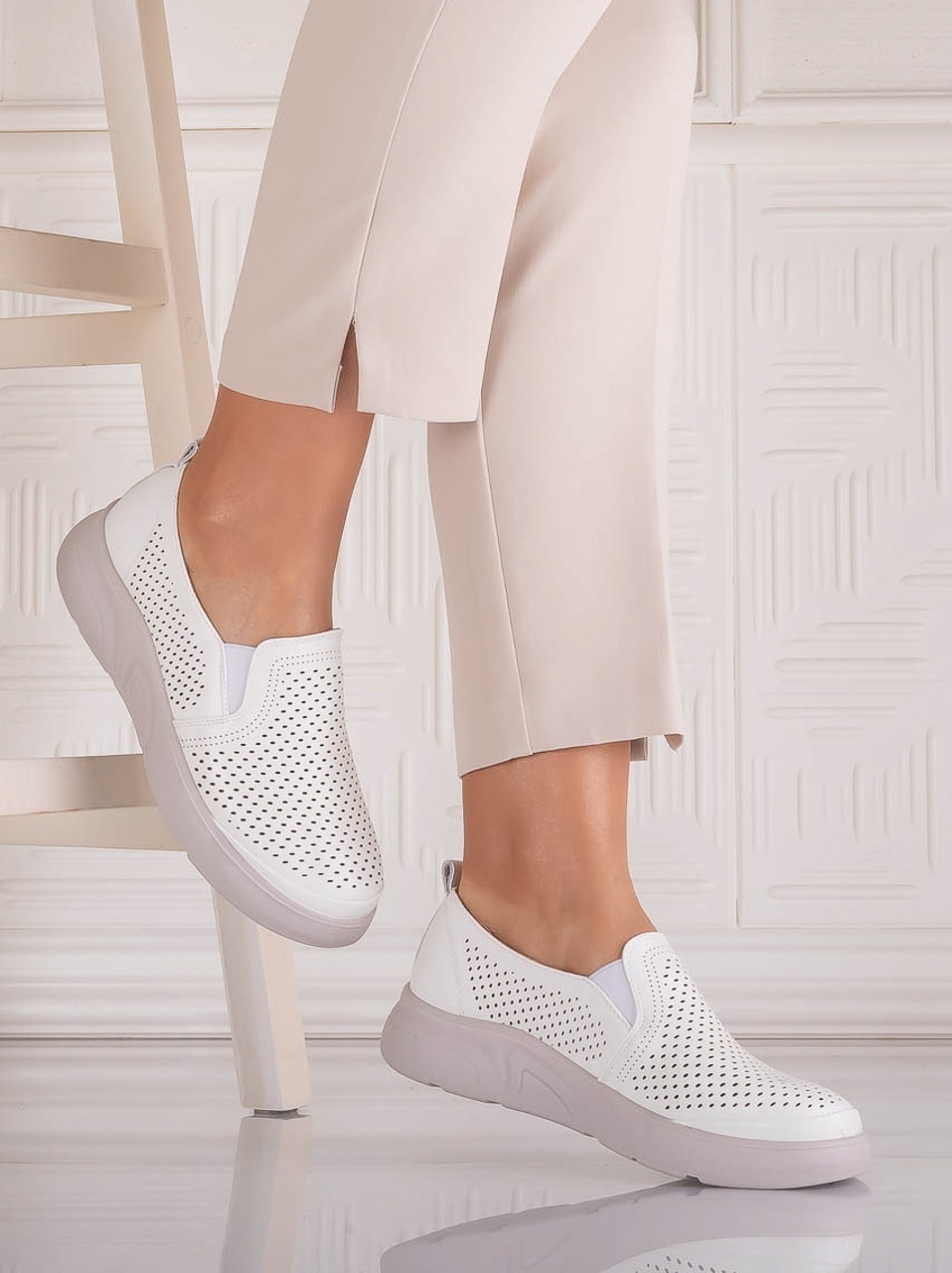 Pantofi dama Casual Albi din Piele Ecologica Nilasa - poza 3