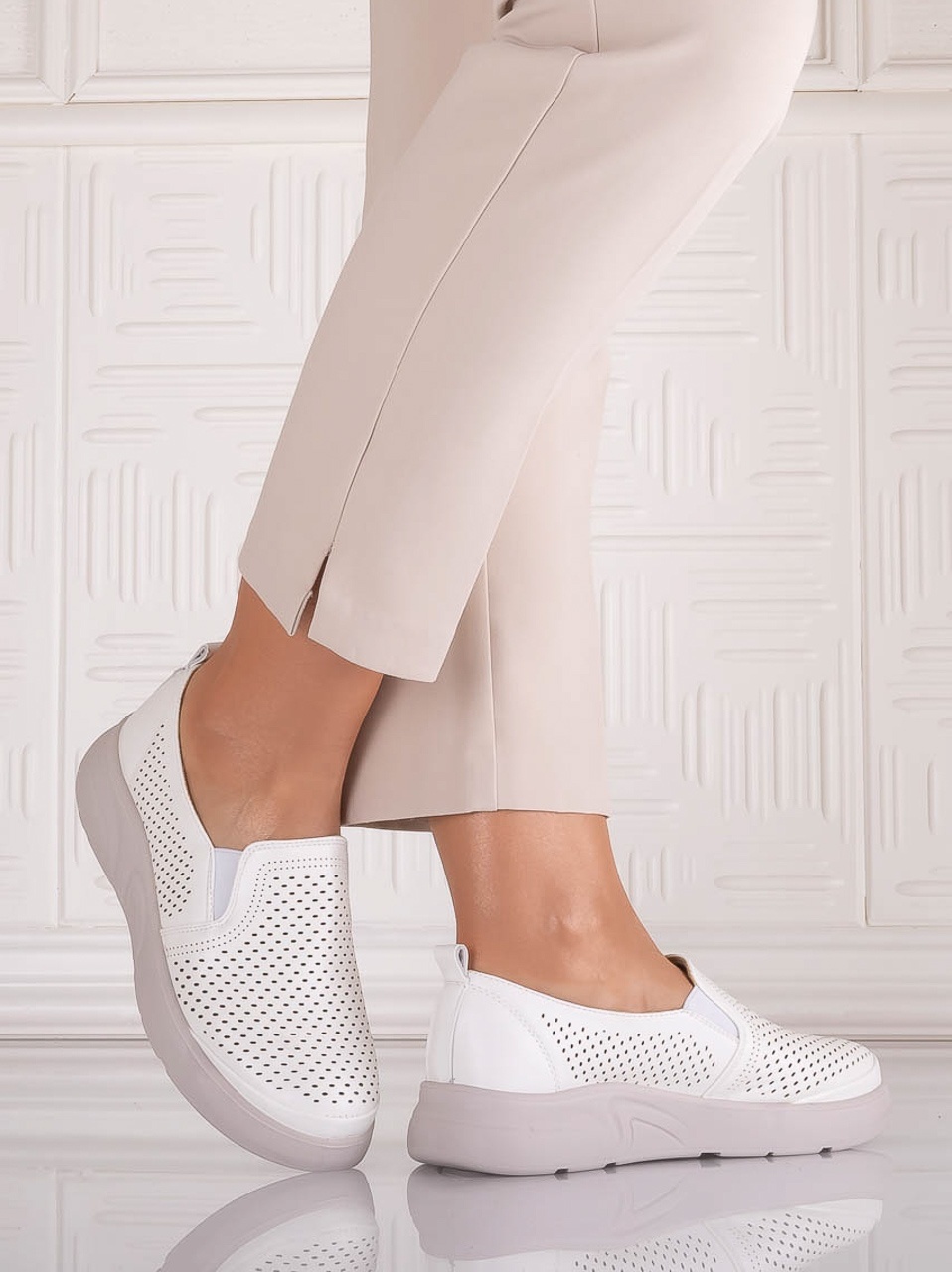 Pantofi dama Casual Albi din Piele Ecologica Nilasa - poza 5