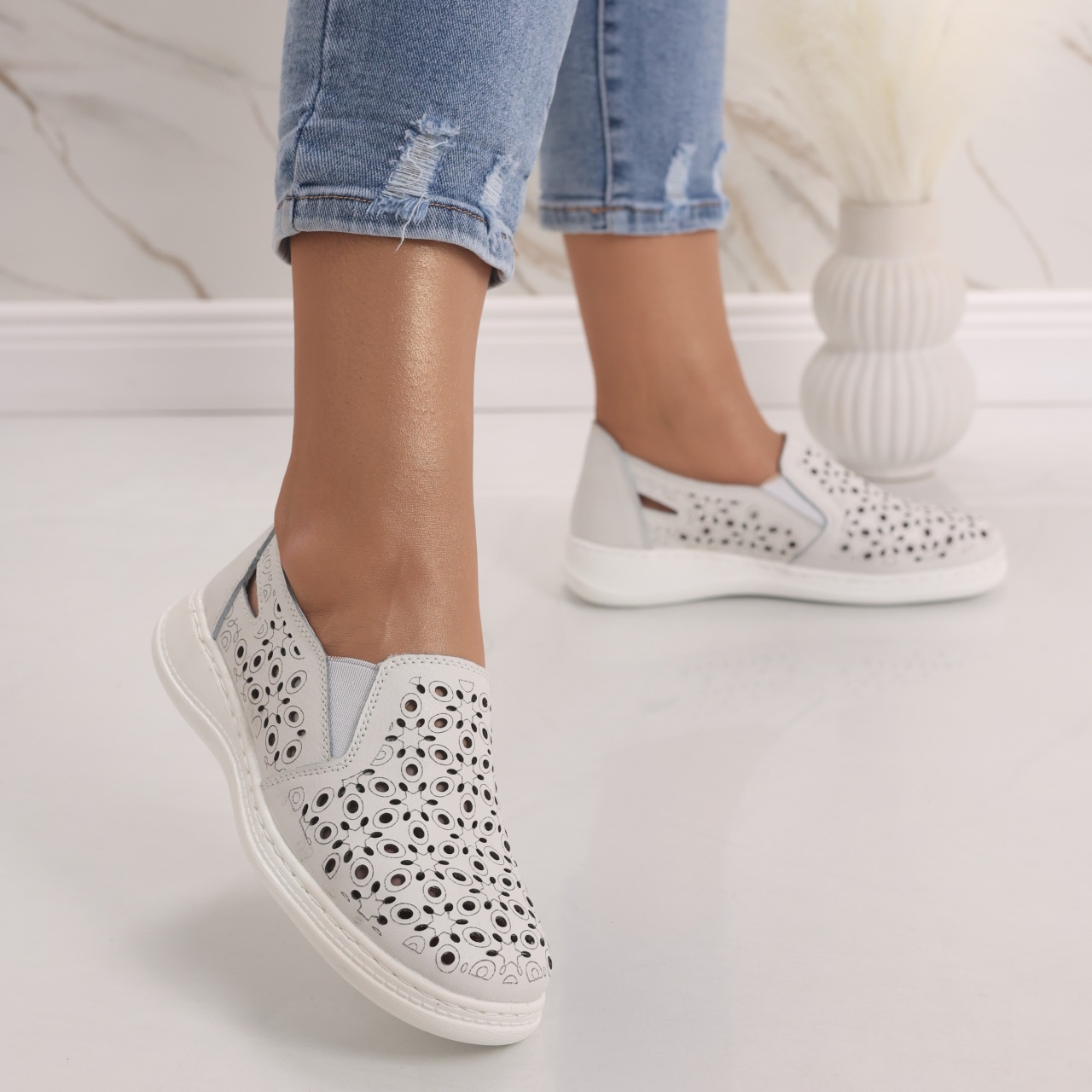 Pantofi dama casual Albi din Piele Naturala Lesara - poza 2
