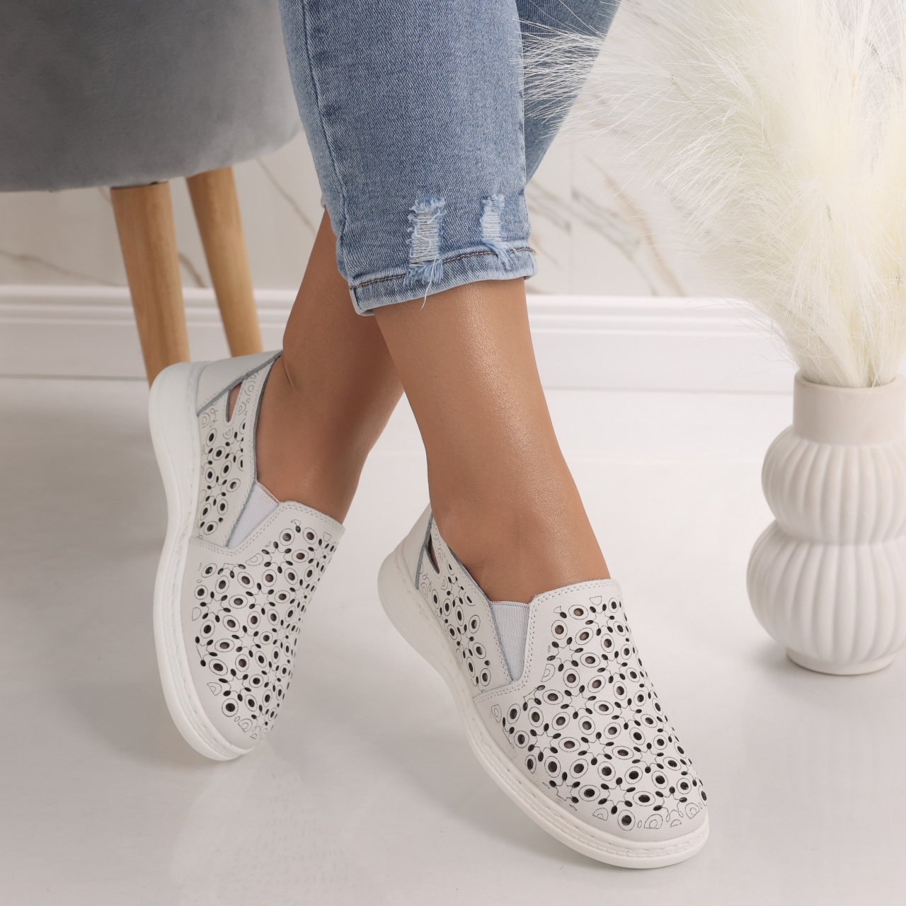 Pantofi dama casual Albi din Piele Naturala Lesara - poza 4