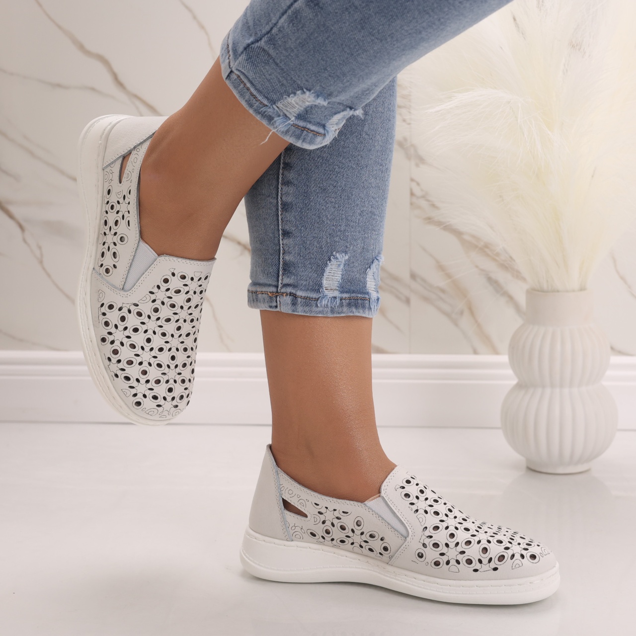Pantofi dama casual Albi din Piele Naturala Lesara - poza 5