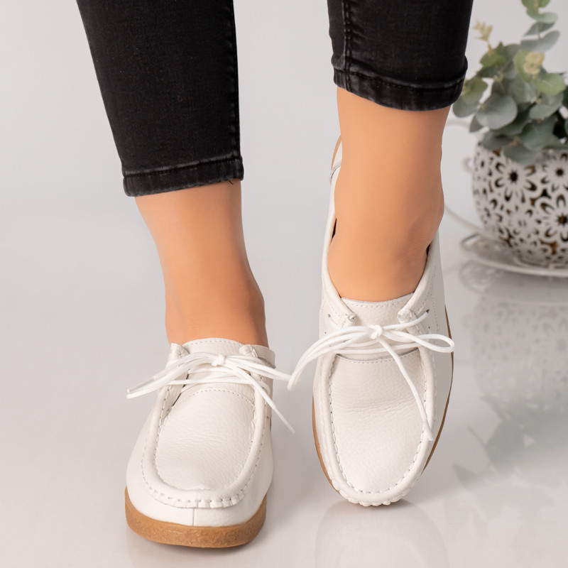 Pantofi dama casual albi piele naturala lucy - poza 2