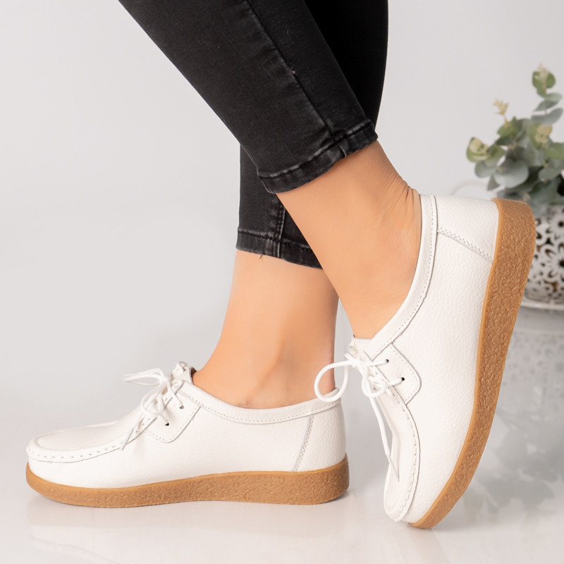Pantofi dama casual albi piele naturala lucy - poza 3