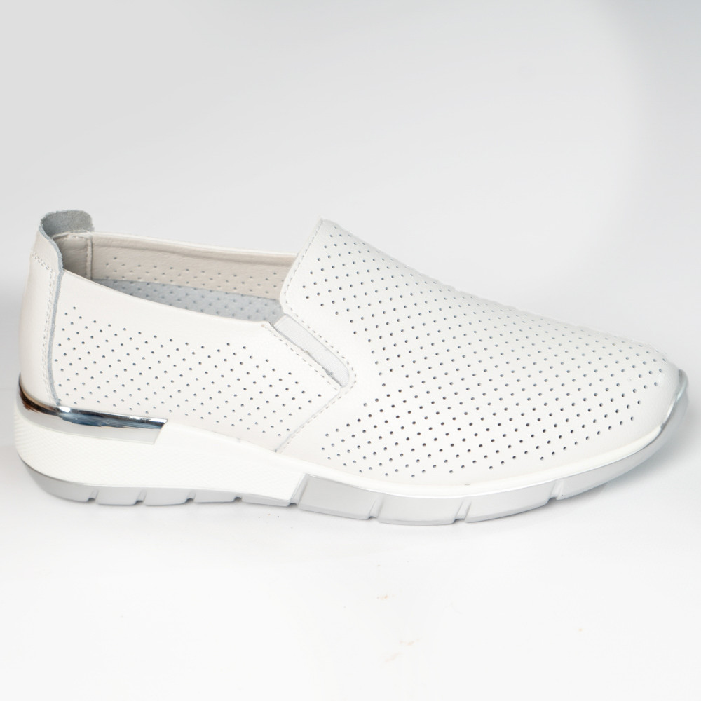 Pantofi dama casual albi piele naturala ninita - poza 3