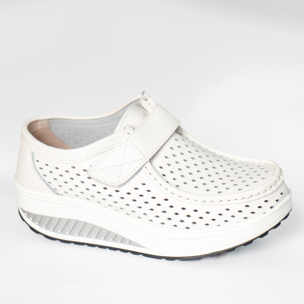 Pantofi dama casual albi piele naturala rula - poza 4