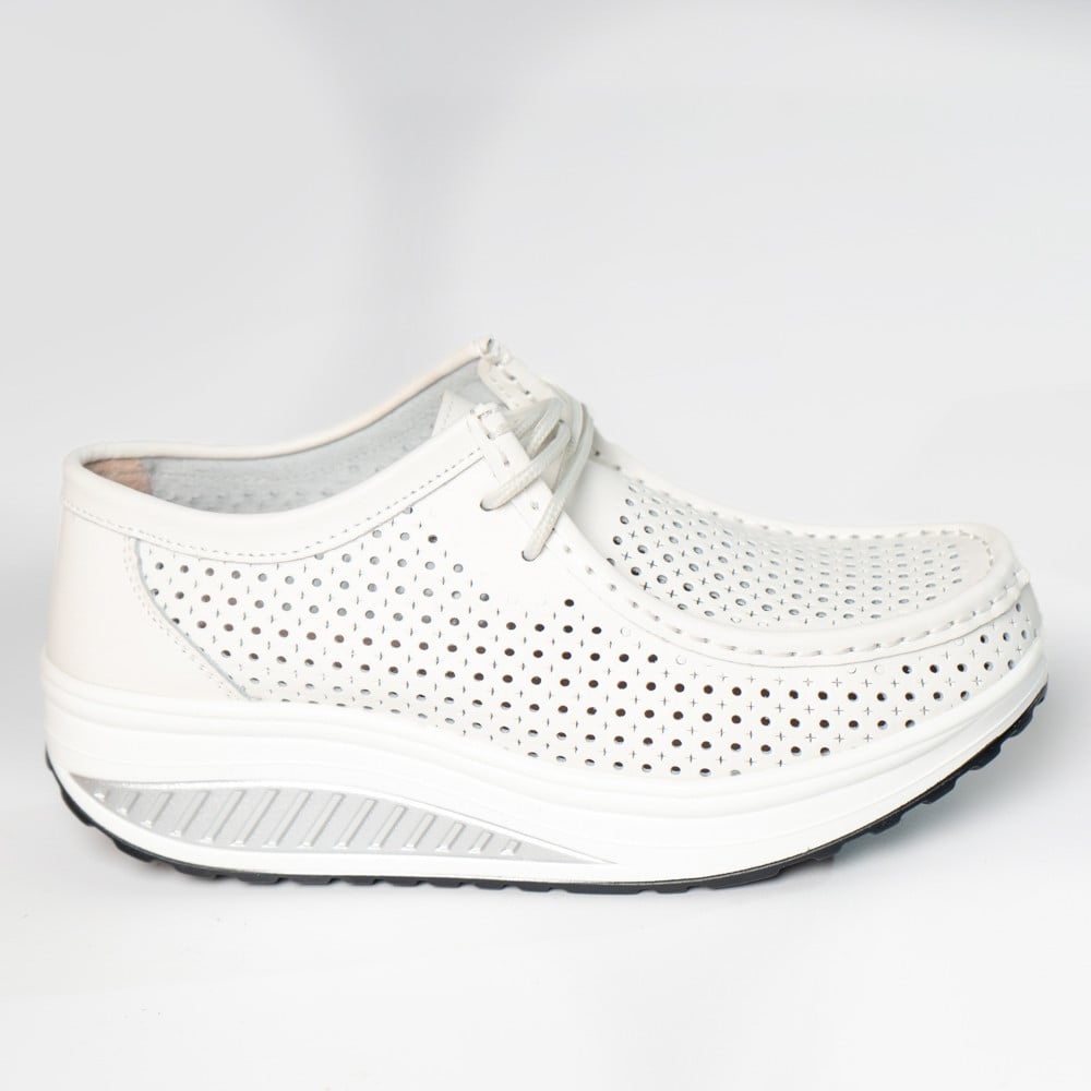Pantofi dama casual albi piele naturala samra - poza 4