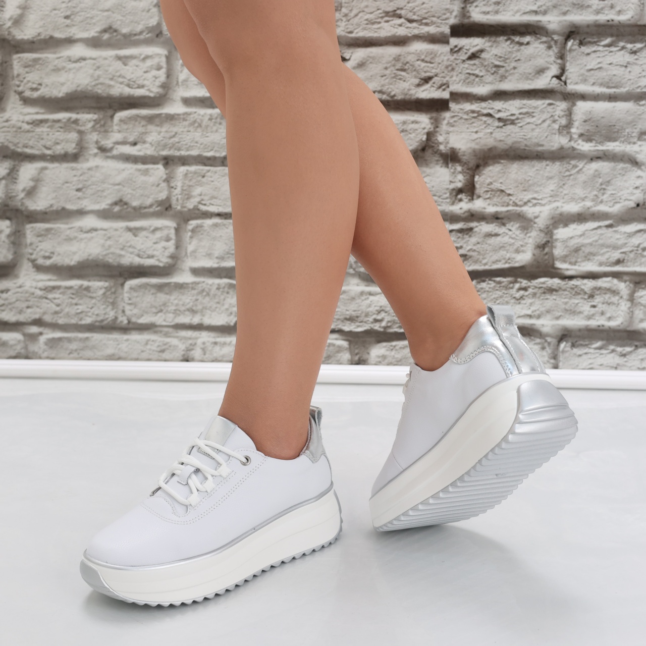 Pantofi dama casual Albii din Piele Naturala Namia - poza 1