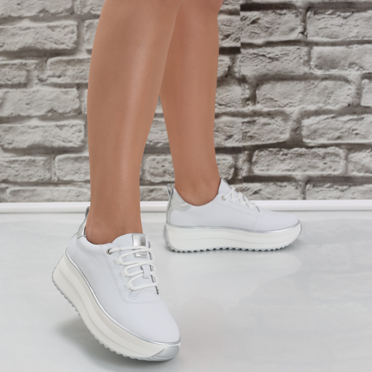 Pantofi dama casual Albii din Piele Naturala Namia - poza 5