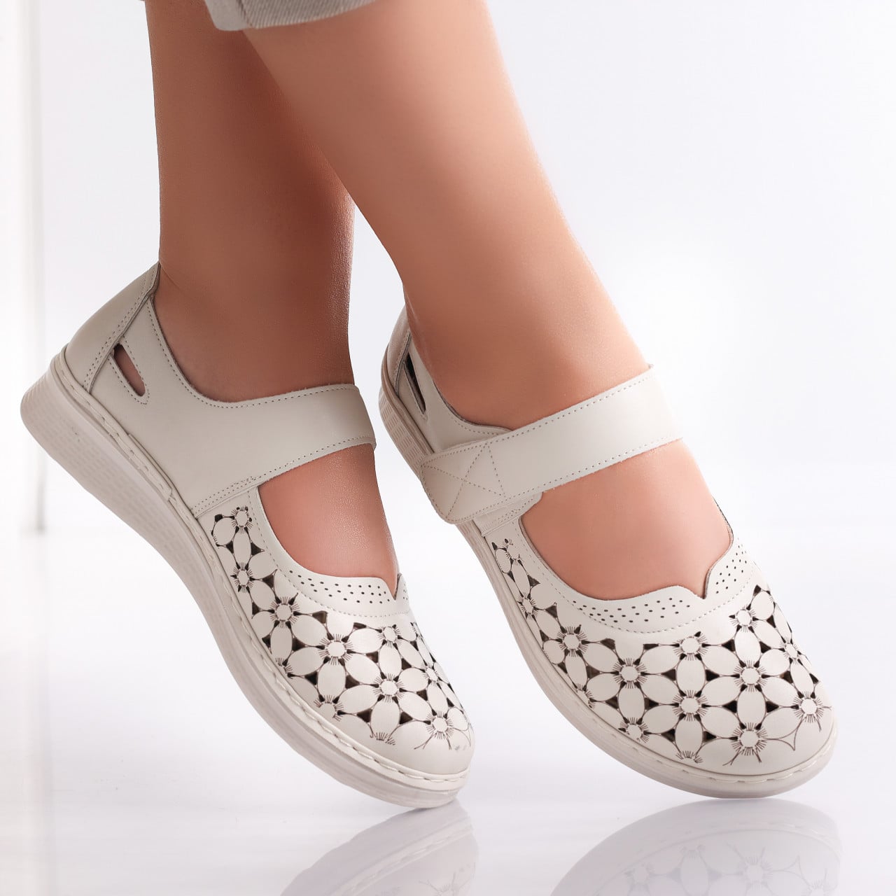 Pantofi dama casual Bej din Piele Ecologica Agali